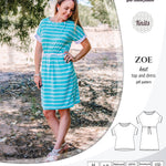 Sinclair Patterns S1032 Zoe relaxed fit dolman top and drawstring knit dress or top for women pdf sewing pattern