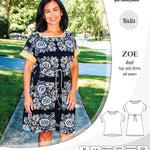 Sinclair Patterns S1032 Zoe relaxed fit dolman top and drawstring knit dress or top for women pdf sewing pattern