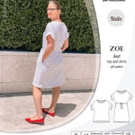 Sinclair Patterns S1032 Zoe relaxed fit dolman top and drawstring knit dress or top for women pdf sewing pattern