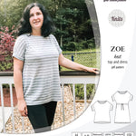 Sinclair Patterns S1032 Zoe relaxed fit dolman top and drawstring knit dress or top for women pdf sewing pattern