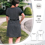 Sinclair Patterns S1032 Zoe relaxed fit dolman top and drawstring knit dress or top for women pdf sewing pattern