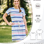 Sinclair Patterns S1032 Zoe relaxed fit dolman top and drawstring knit dress or top for women pdf sewing pattern