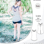 Pdf sewing pattern Gaia knit racerback keyhole tank top by Sinclair Patterns