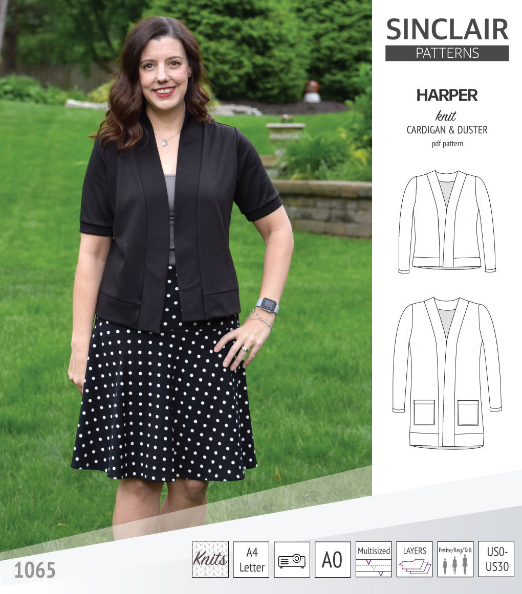 Harper classic knit cardigan and duster (PDF sewing pattern ...