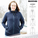 Sinclair Patterns S1080 Journey zip up zippered knit raglan hoodie for women with kangaroo, zippered or cargo pockets pdf sewing pattern