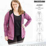 Sinclair Patterns S1080 Journey zip up zippered knit raglan hoodie for women with kangaroo, zippered or cargo pockets pdf sewing pattern