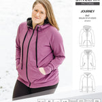 Sinclair Patterns S1080 Journey zip up zippered knit raglan hoodie for women with kangaroo, zippered or cargo pockets pdf sewing pattern