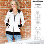 Sinclair Patterns S1080 Journey zip up zippered knit raglan hoodie for women with kangaroo, zippered or cargo pockets pdf sewing pattern