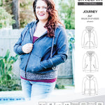 Sinclair Patterns S1080 Journey zip up zippered knit raglan hoodie for women with kangaroo, zippered or cargo pockets pdf sewing pattern