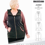 Sinclair Patterns S1080 Journey zip up zippered knit raglan hoodie for women with kangaroo, zippered or cargo pockets pdf sewing pattern