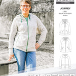 Sinclair Patterns S1080 Journey zip up zippered knit raglan hoodie for women with kangaroo, zippered or cargo pockets pdf sewing pattern