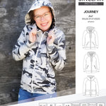 Sinclair Patterns S1080 Journey zip up zippered knit raglan hoodie for women with kangaroo, zippered or cargo pockets pdf sewing pattern