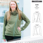 Sinclair Patterns S1082 Alba asymmetrical zip up zipper hoodie jacket for women with pockets pdf sewing pattern