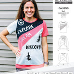 Pdf sewing pattern Hoodie top and t-shirt colorblocked and cowl for women