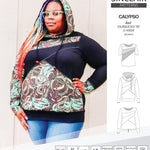 Pdf sewing pattern Hoodie top and t-shirt colorblocked and cowl for women