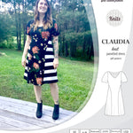 PDF Sewing pattern Sinclair Patterns S1046 Claudia godet style knit dress or tunic with flutter sleeves