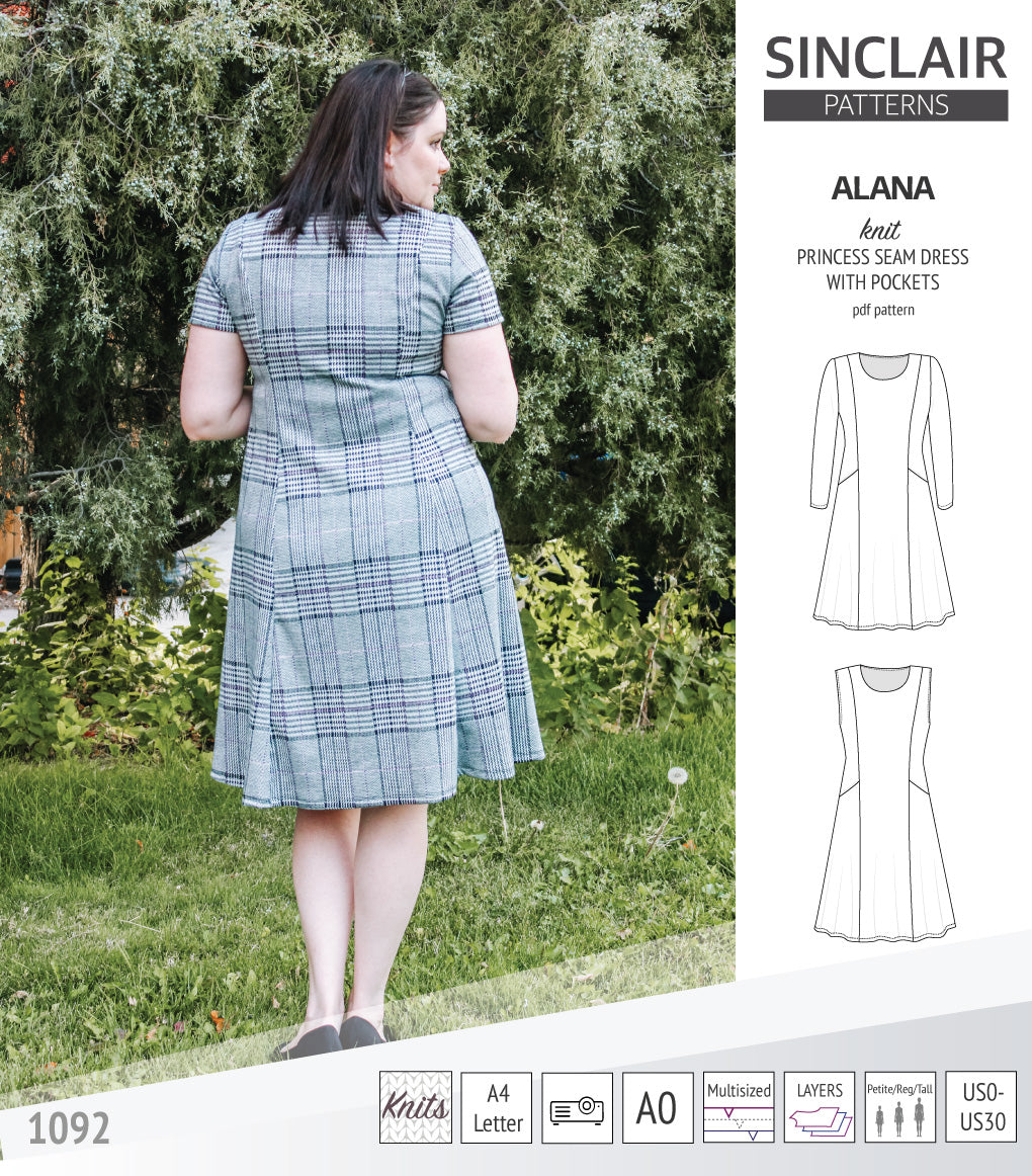 Alana Pattern Alana princess seam knit dress with pockets pdf sewing pattern (PDF ...