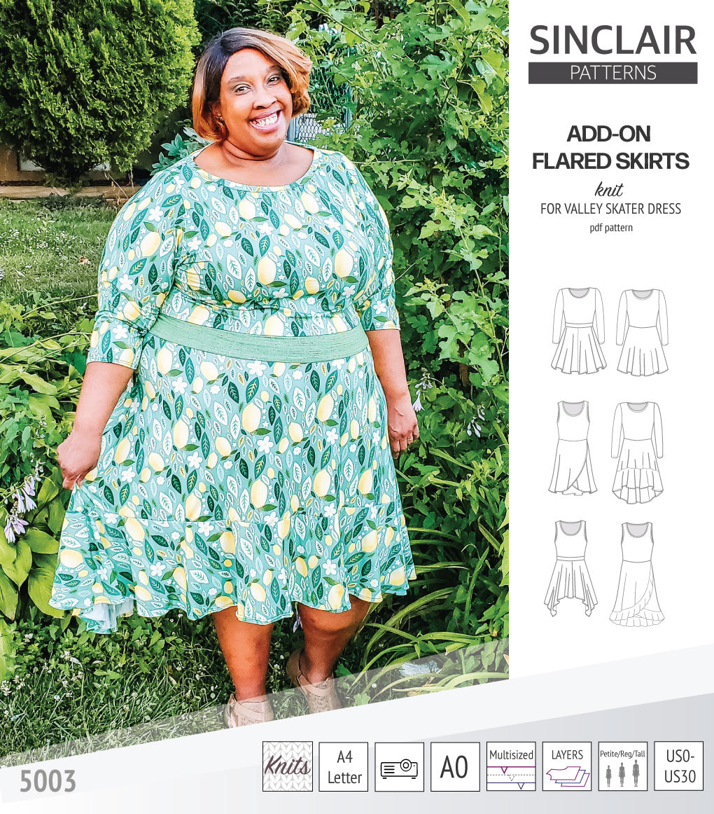 ADD ON Flared skirts for Valley skater dress PDF