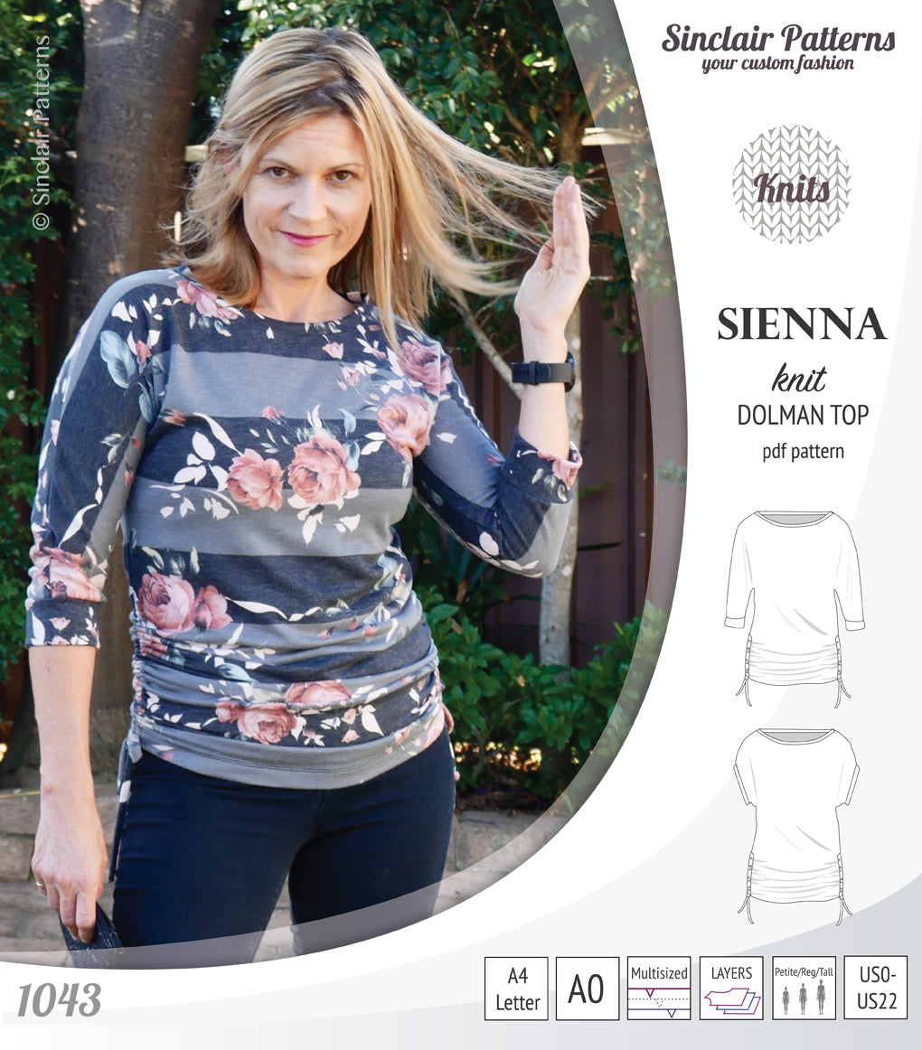 PDF Sewing pattern Sinclair Patterns S1043 Sienna drawstring dolman top