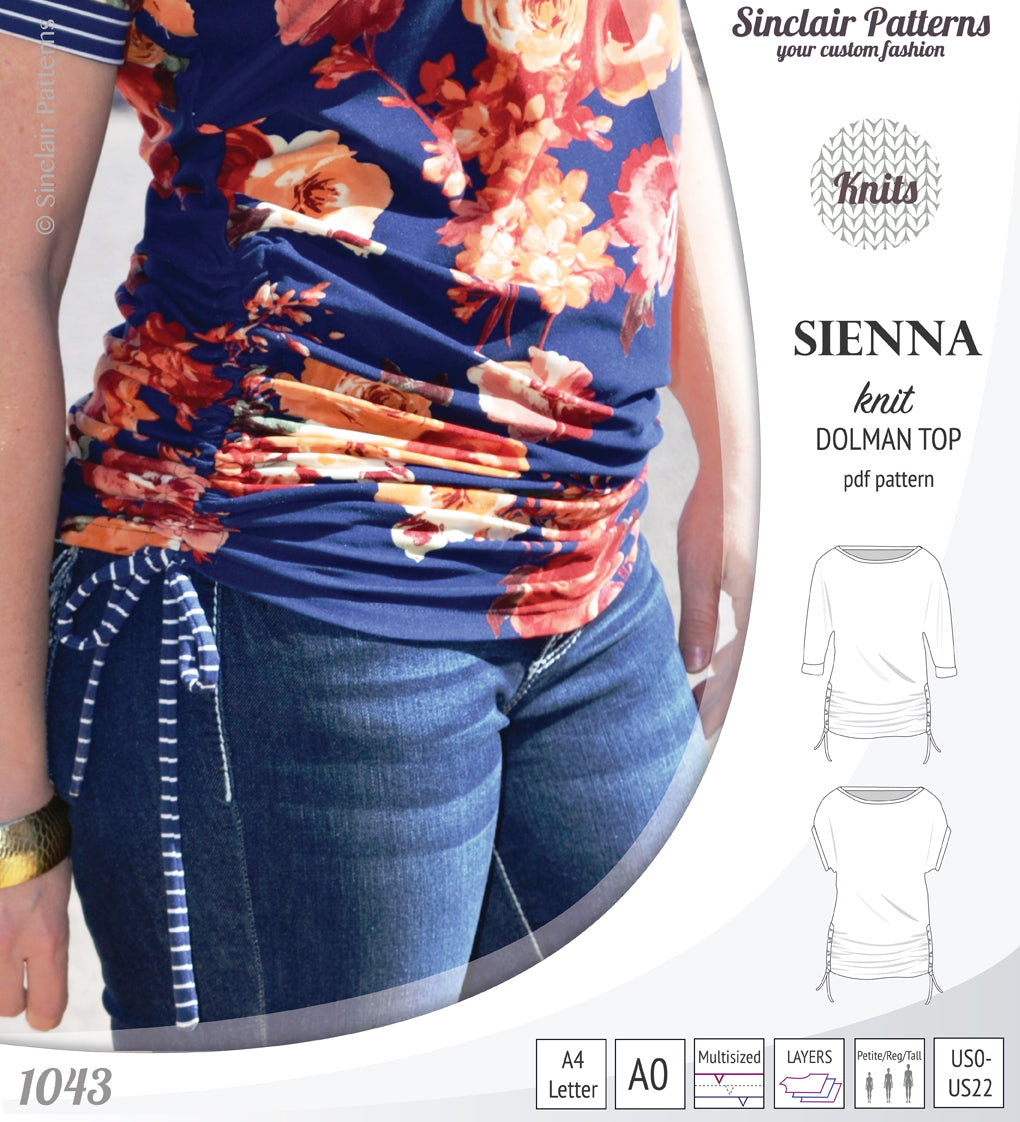 PDF Sewing pattern Sinclair Patterns S1043 Sienna drawstring dolman top