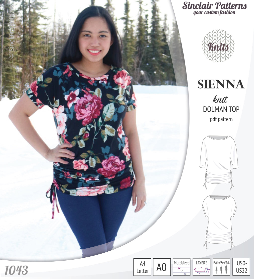 PDF Sewing pattern Sinclair Patterns S1043 Sienna drawstring dolman top