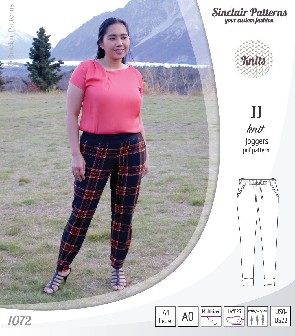 Sinclair Patterns S1072 JJ knit classic joggers for women sewing patterns pdf