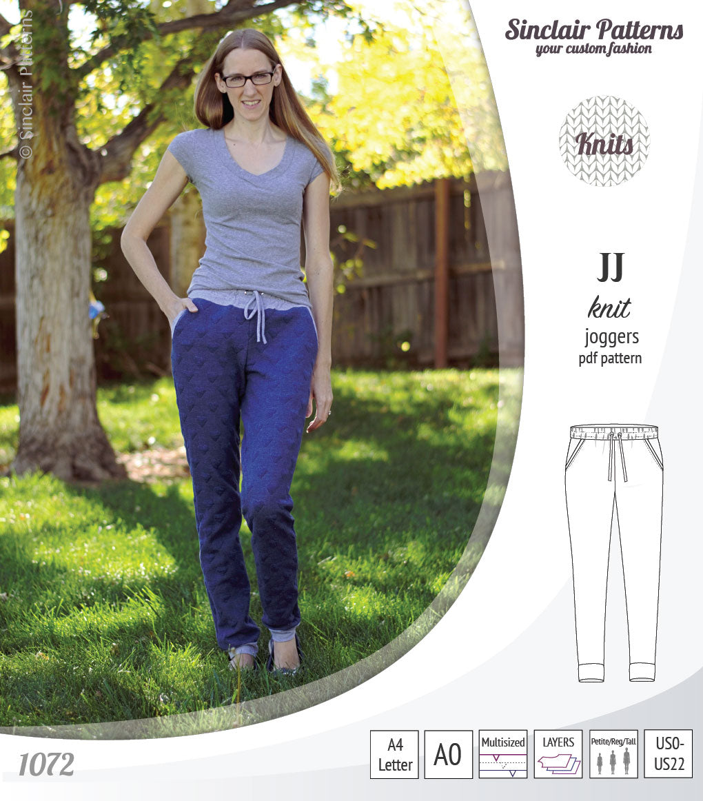 Sinclair Patterns S1072 JJ knit classic joggers for women sewing patterns pdf