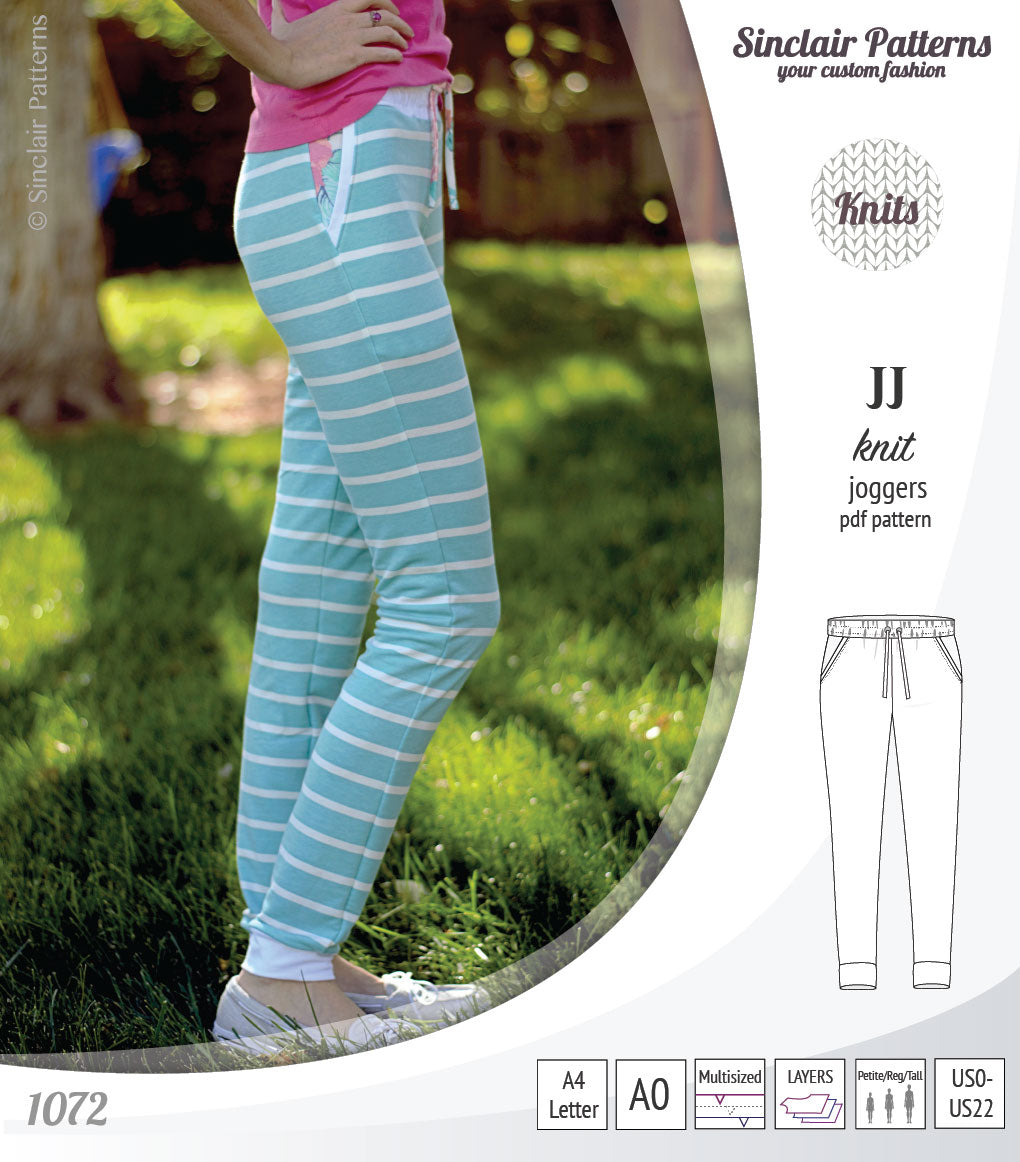 Sinclair Patterns S1072 JJ knit classic joggers for women sewing patterns pdf