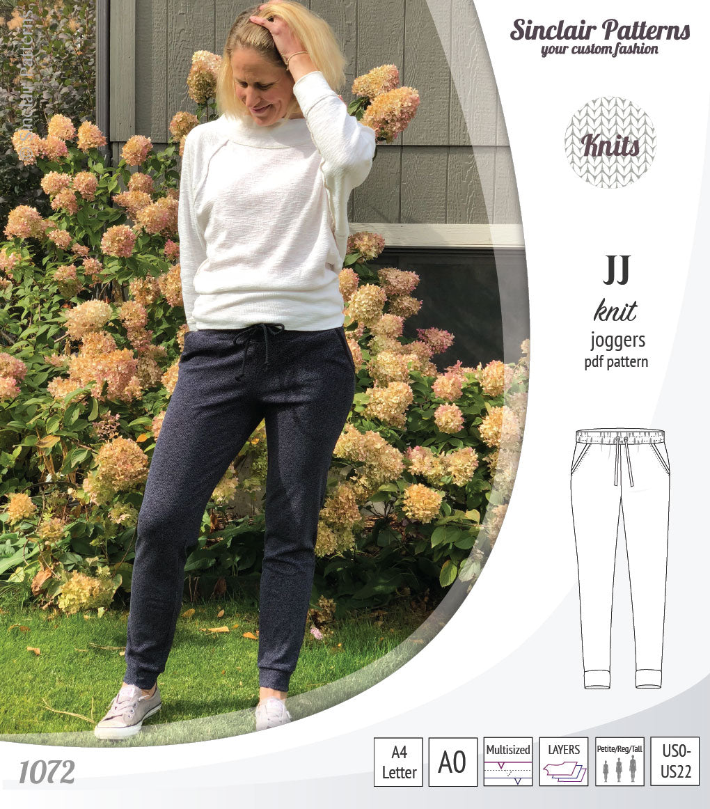 Sinclair Patterns S1072 JJ knit classic joggers for women sewing patterns pdf