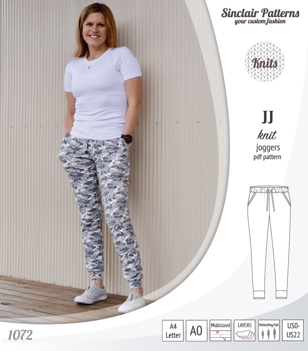 Sinclair Patterns S1072 JJ knit classic joggers for women sewing patterns pdf