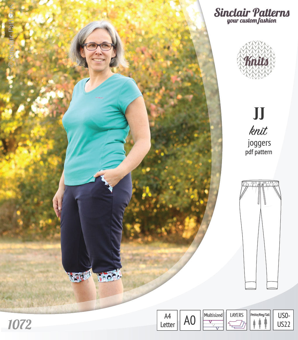 Sinclair Patterns S1072 JJ knit classic joggers for women sewing patterns pdf