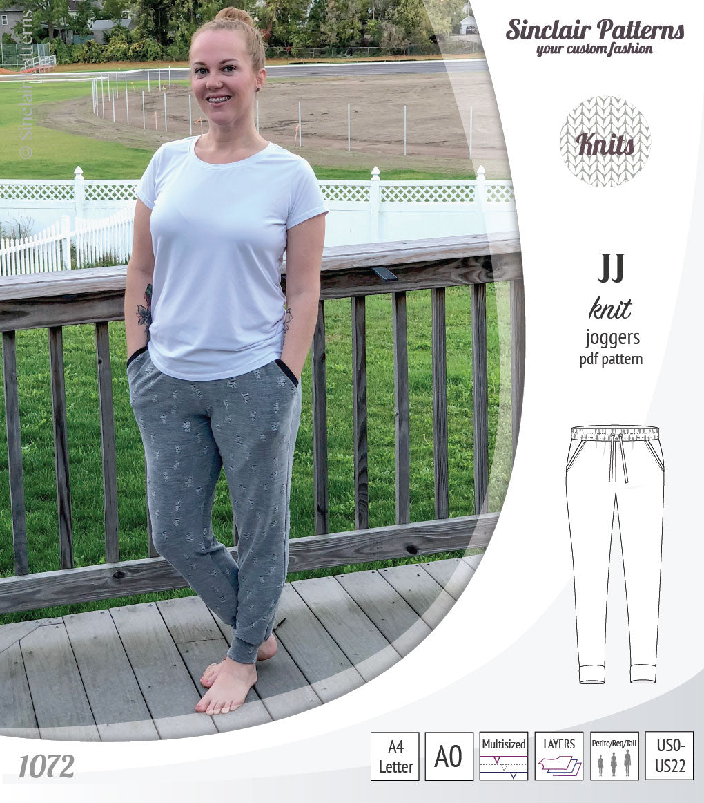 Sinclair Patterns S1072 JJ knit classic joggers for women sewing patterns pdf