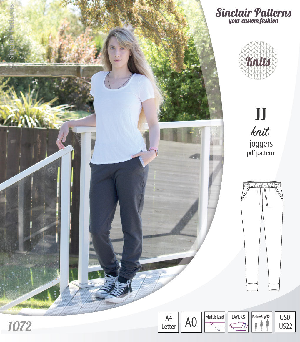 Sinclair Patterns S1072 JJ knit classic joggers for women sewing patterns pdf