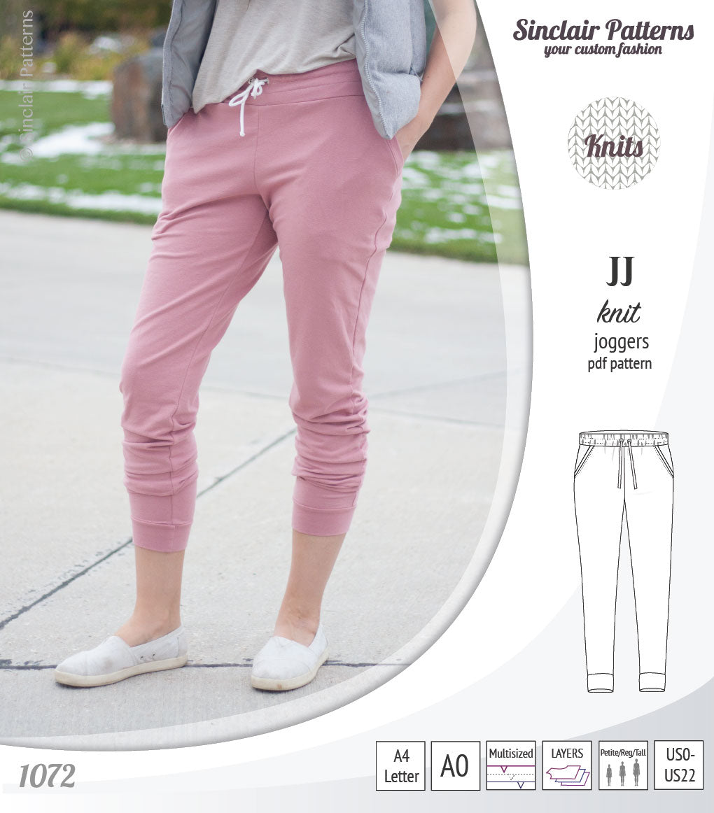 Sinclair Patterns S1072 JJ knit classic joggers for women sewing patterns pdf