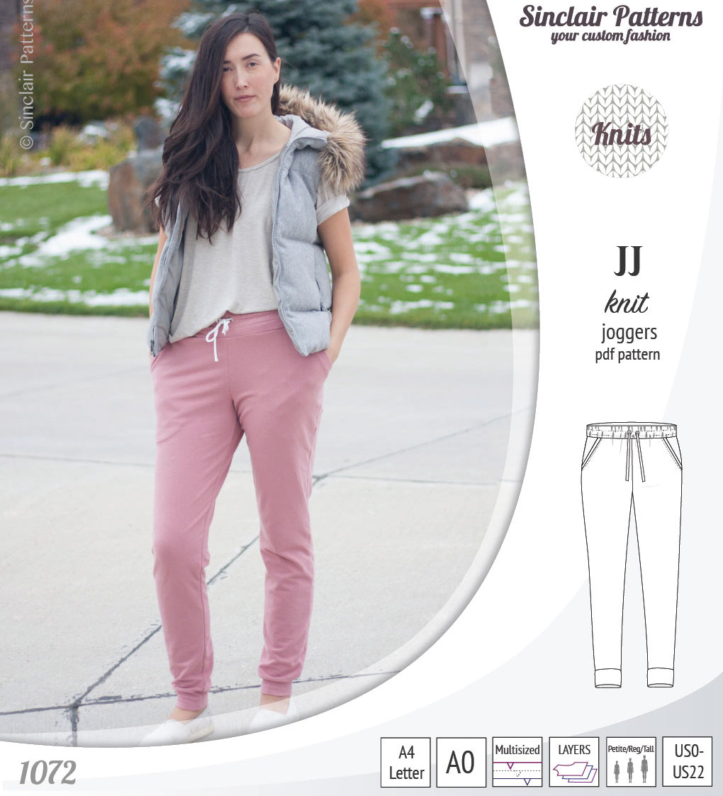 Sinclair Patterns S1072 JJ knit classic joggers for women sewing patterns pdf