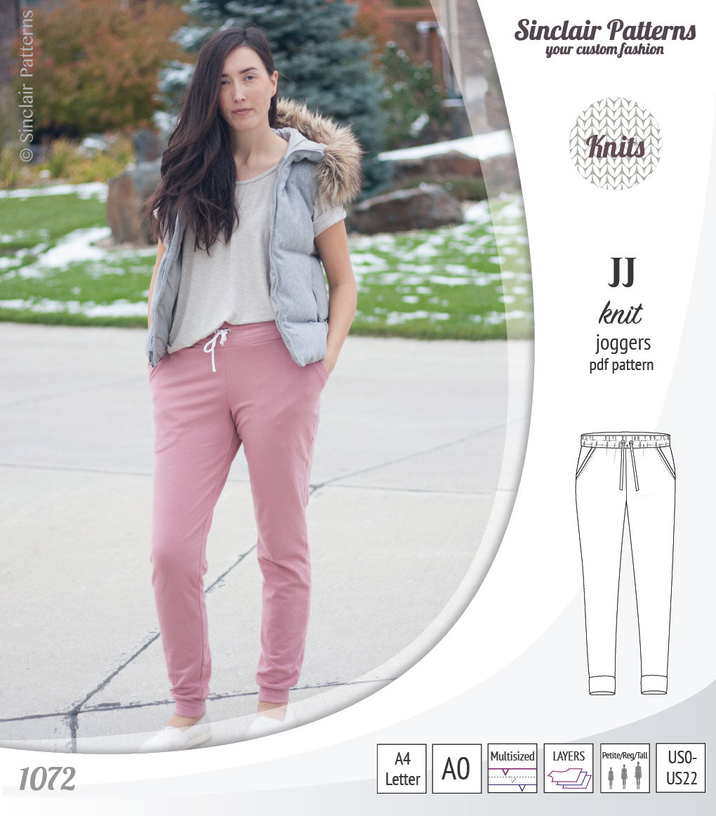 Sinclair Patterns S1072 JJ knit classic joggers for women sewing patterns pdf