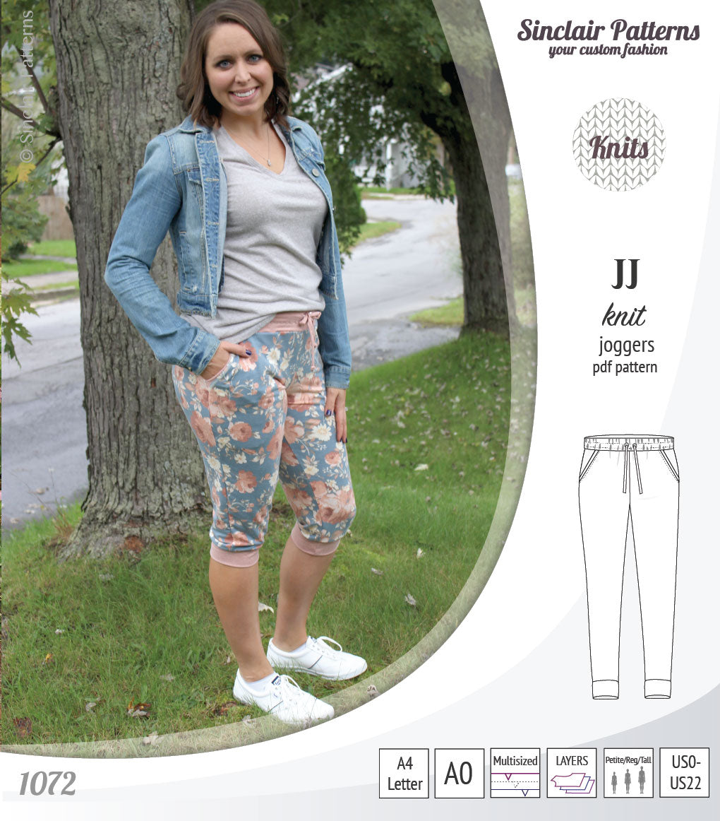 Sinclair Patterns S1072 JJ knit classic joggers for women sewing patterns pdf