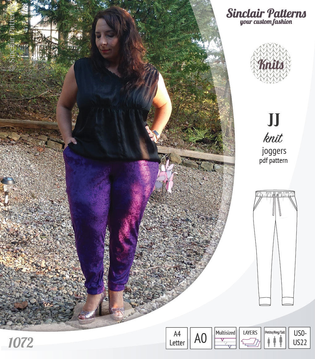 Sinclair Patterns S1072 JJ knit classic joggers for women sewing patterns pdf