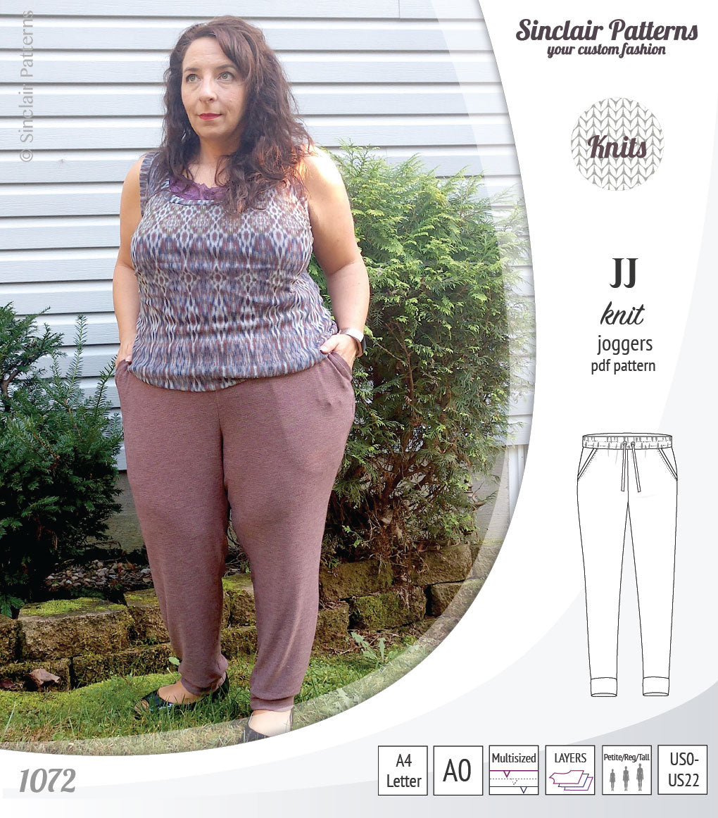 Sinclair Patterns S1072 JJ knit classic joggers for women sewing patterns pdf