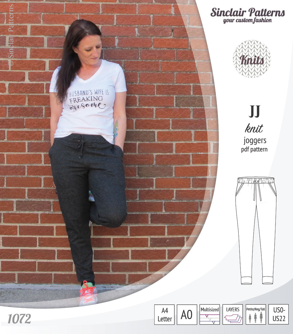 Sinclair Patterns S1072 JJ knit classic joggers for women sewing patterns pdf