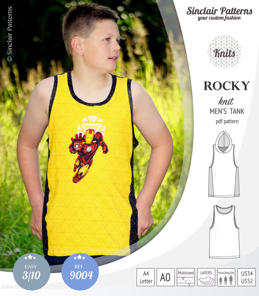 Sinclair Patterns 9004 Rocky knit tank for men pdf sewing pattern