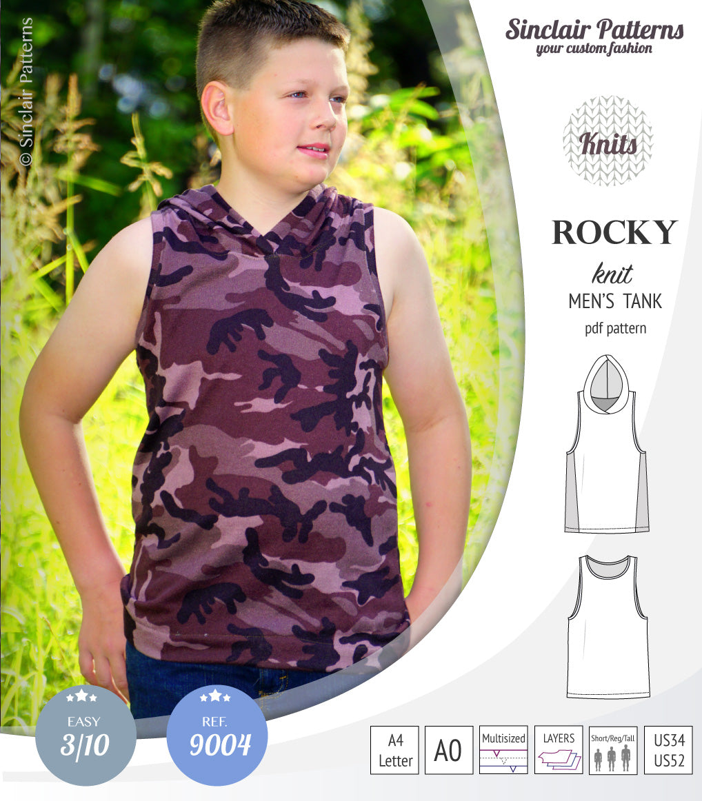 Sinclair Patterns 9004 Rocky knit tank for men pdf sewing pattern