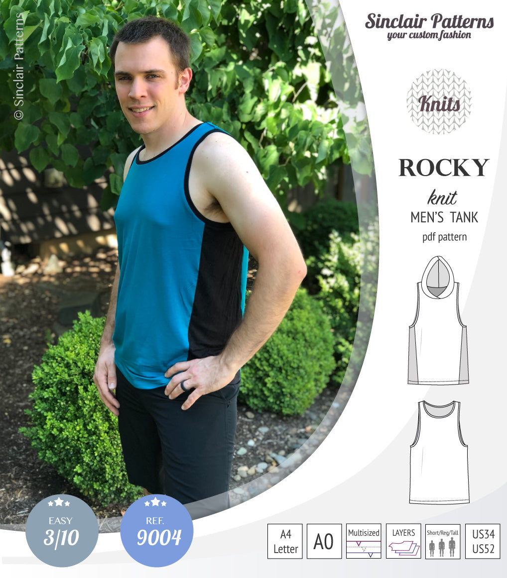 Sinclair Patterns 9004 Rocky knit tank for men pdf sewing pattern