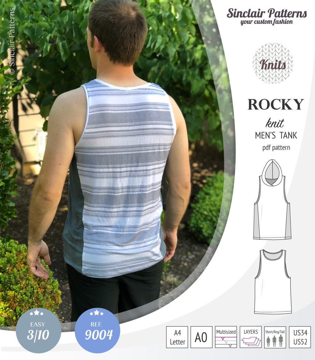 Sinclair Patterns 9004 Rocky knit tank for men pdf sewing pattern