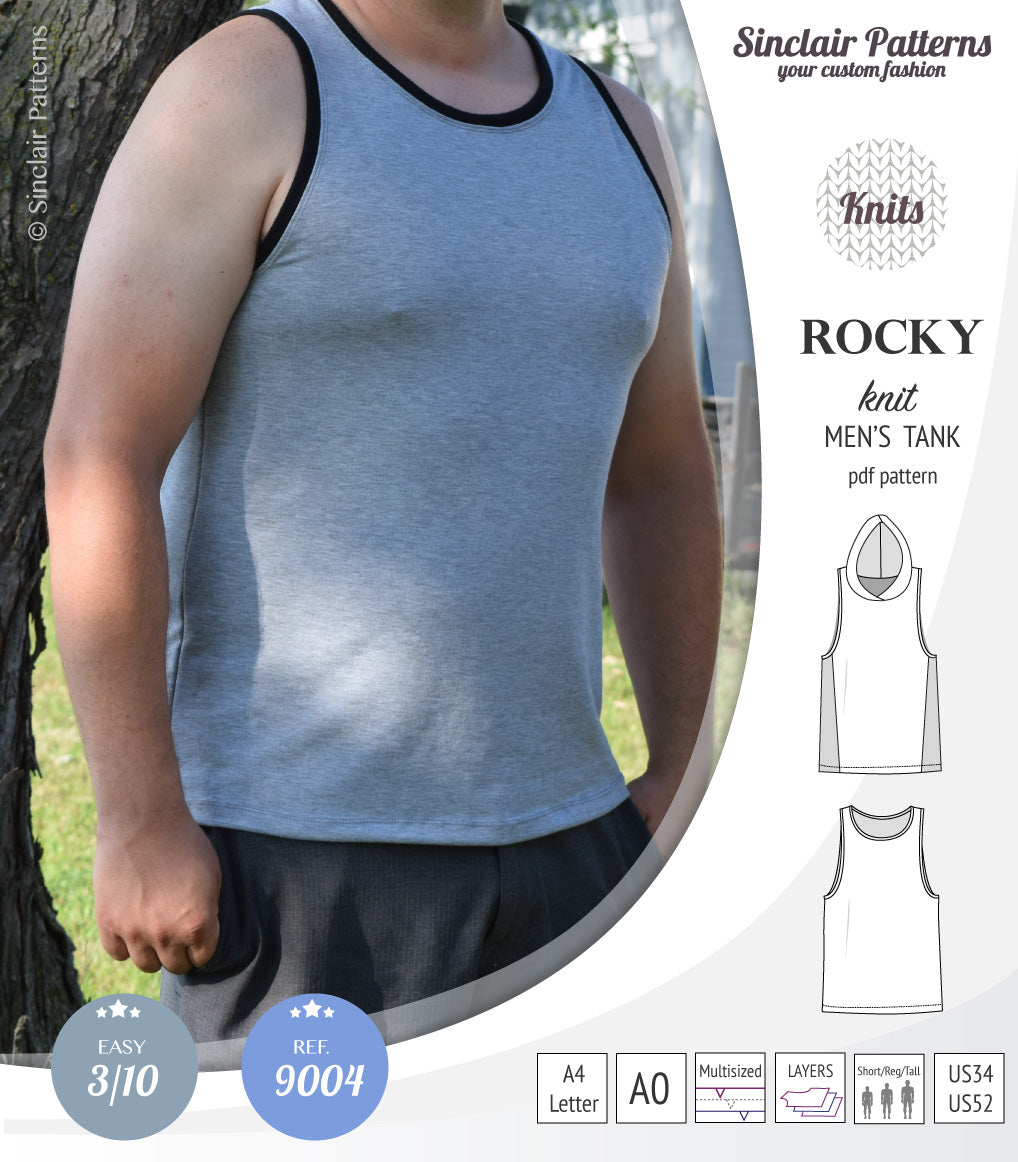 Sinclair Patterns 9004 Rocky knit tank for men pdf sewing pattern