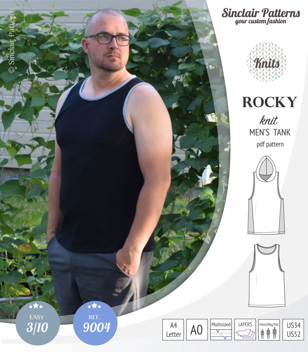 Sinclair Patterns 9004 Rocky knit tank for men pdf sewing pattern