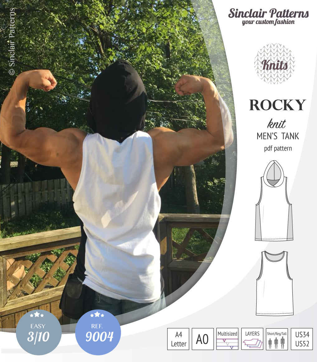 Sinclair Patterns 9004 Rocky knit tank for men pdf sewing pattern