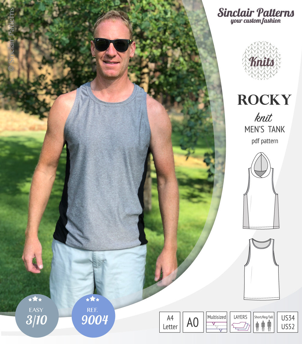 Sinclair Patterns 9004 Rocky knit tank for men pdf sewing pattern