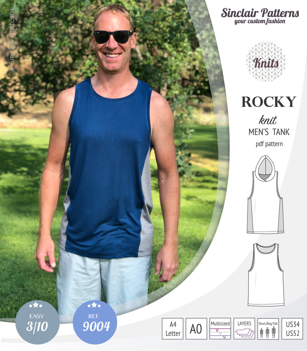 Sinclair Patterns 9004 Rocky knit tank for men pdf sewing pattern