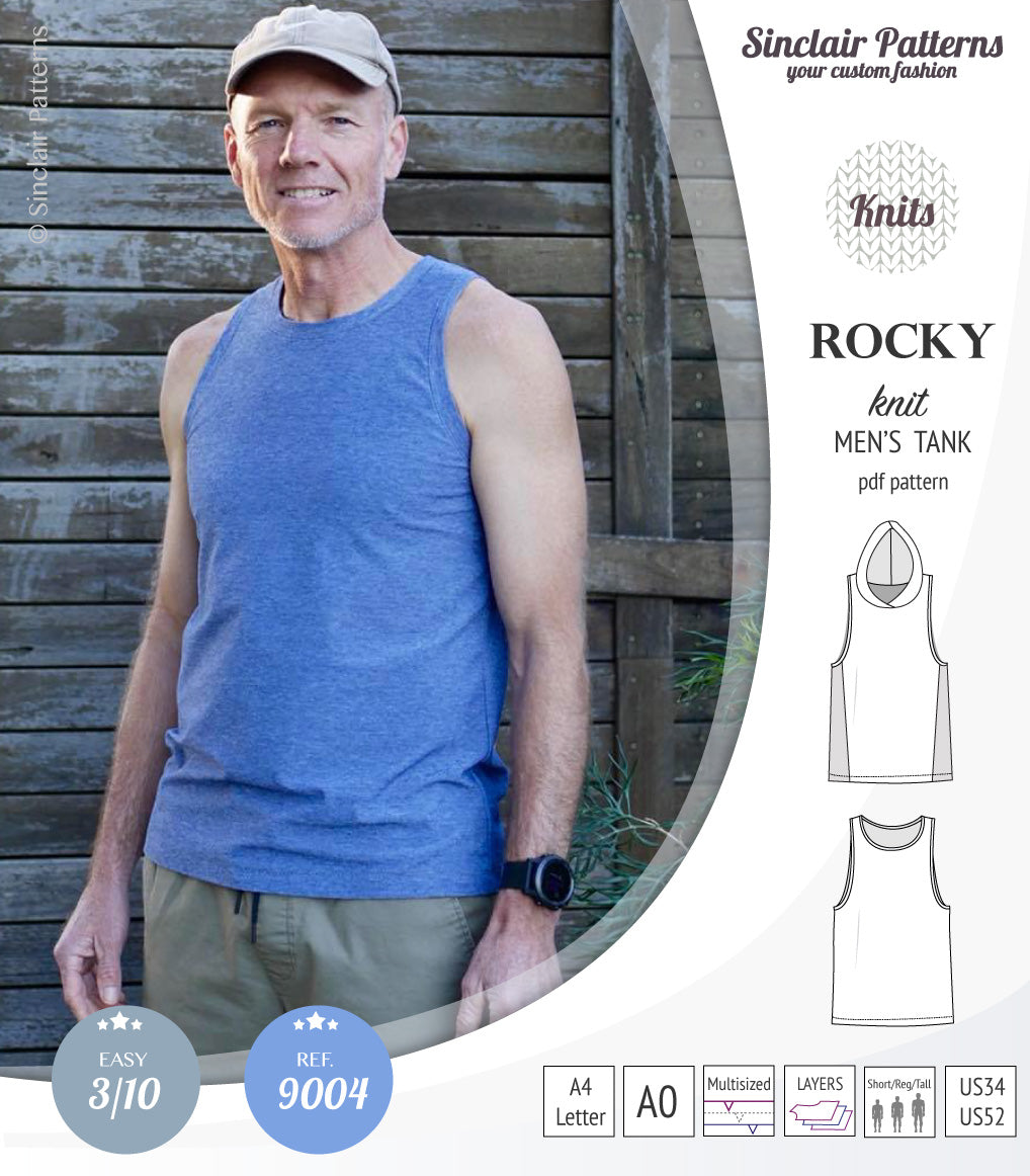 Sinclair Patterns 9004 Rocky knit tank for men pdf sewing pattern